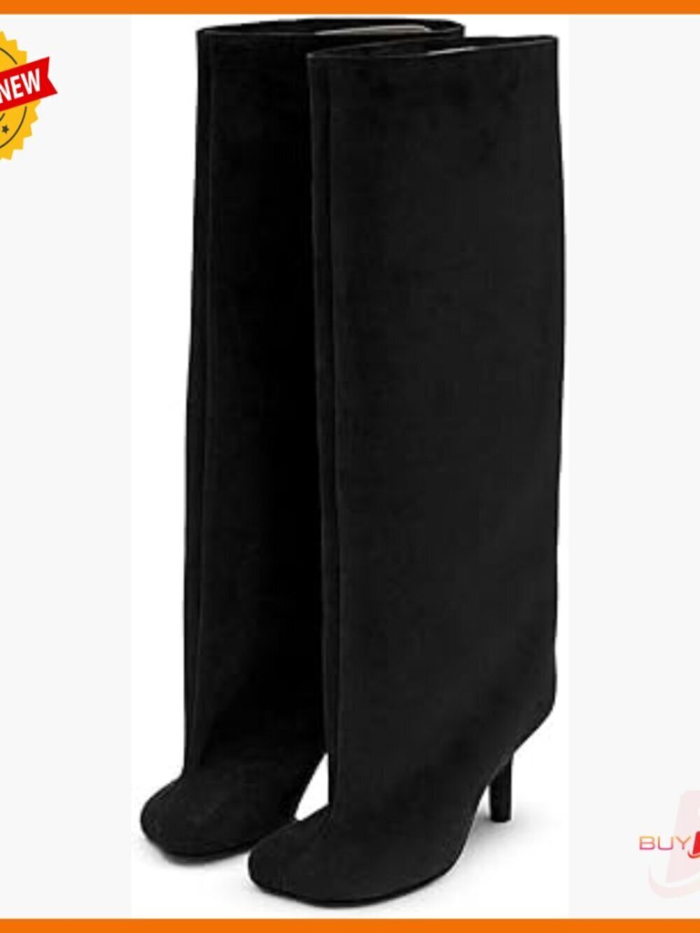 Knee High Wide Calf Boots Stiletto Heel Pull On Suede Riding Boots